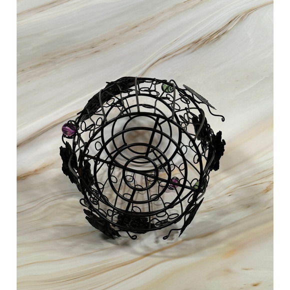 Metal Wine Cork Barrel Decorative Holder Glass Beads Sturdy 6.5 x 6.5 x 9.5 - Picture 4 of 8